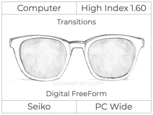 Computer Progressive - Seiko - PC Wide - Digital - High Index 1.60 - Transitions Signature