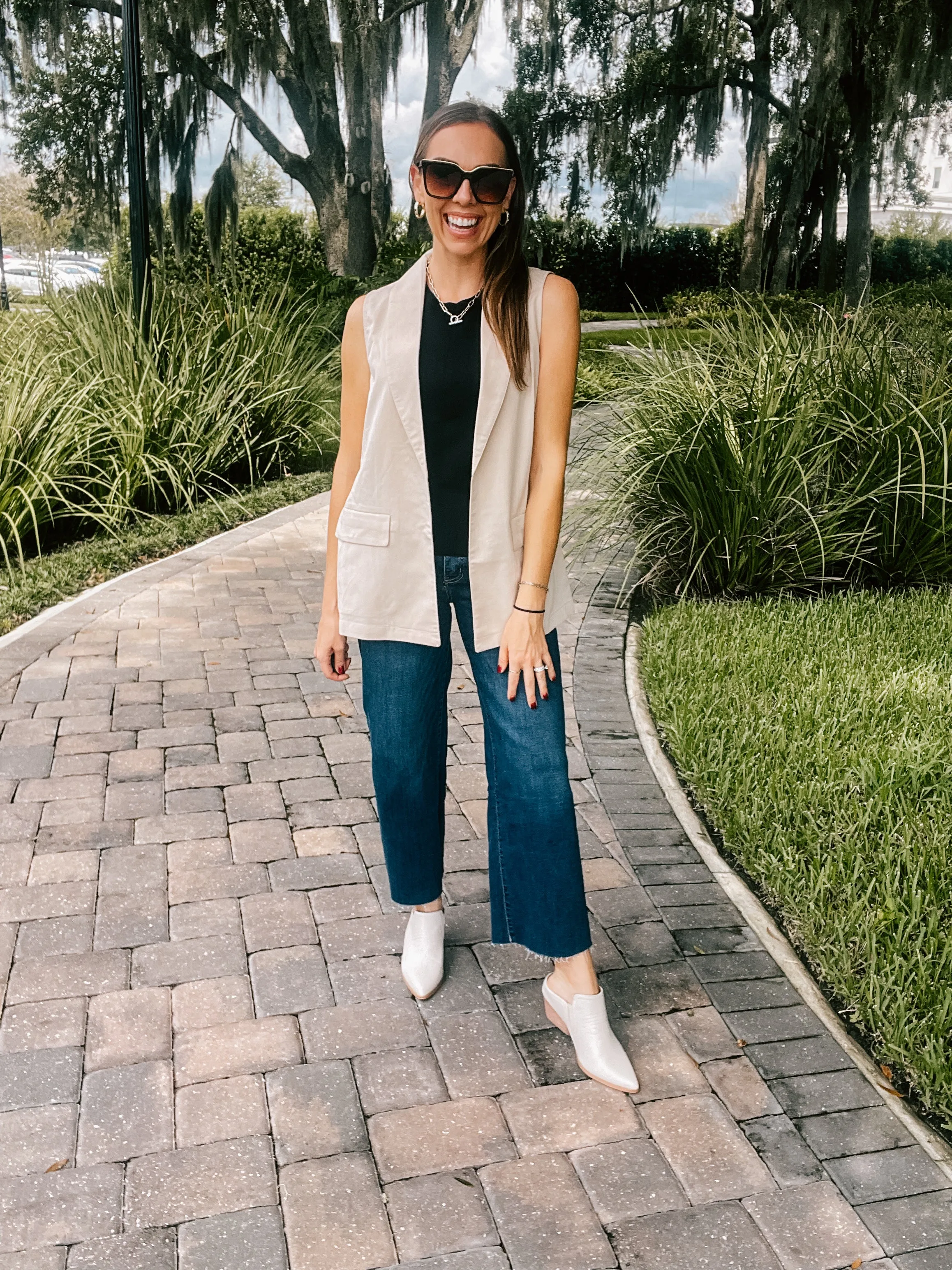 Cream Woven Blazer Vest