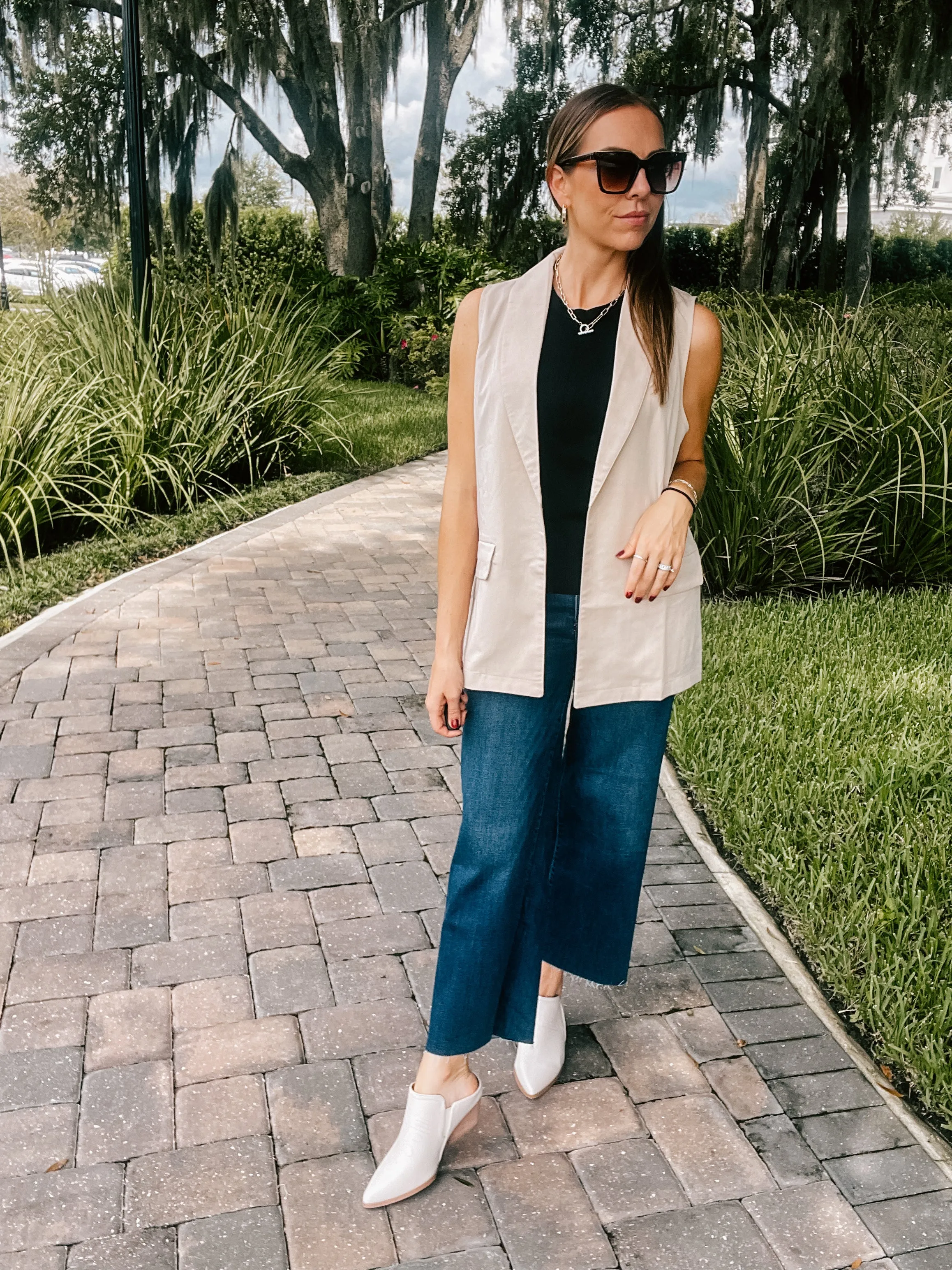 Cream Woven Blazer Vest