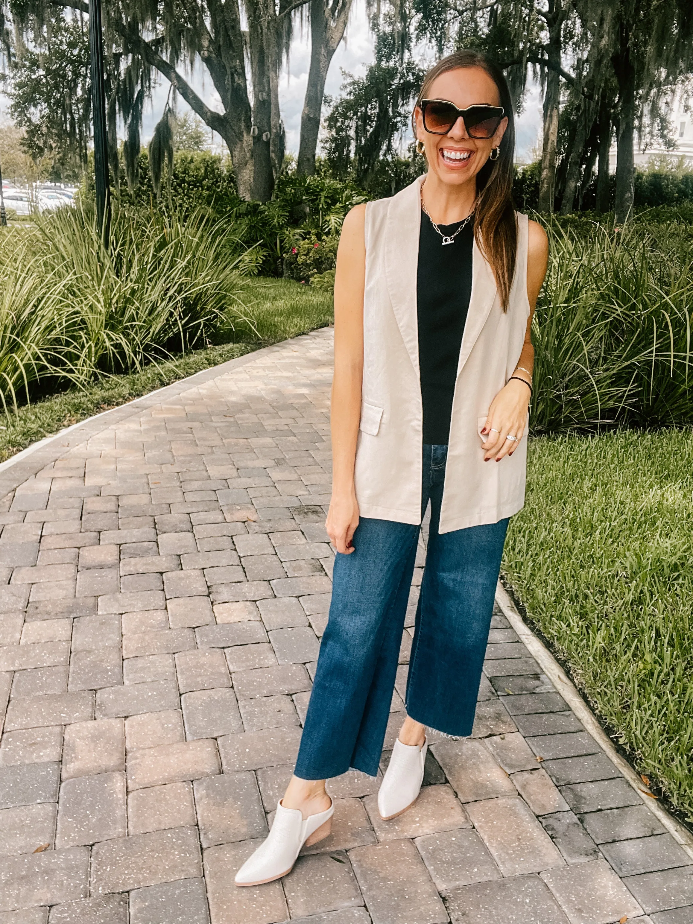 Cream Woven Blazer Vest