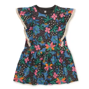 Crochet Trim Ruffle Dress | Brazilian Floral
