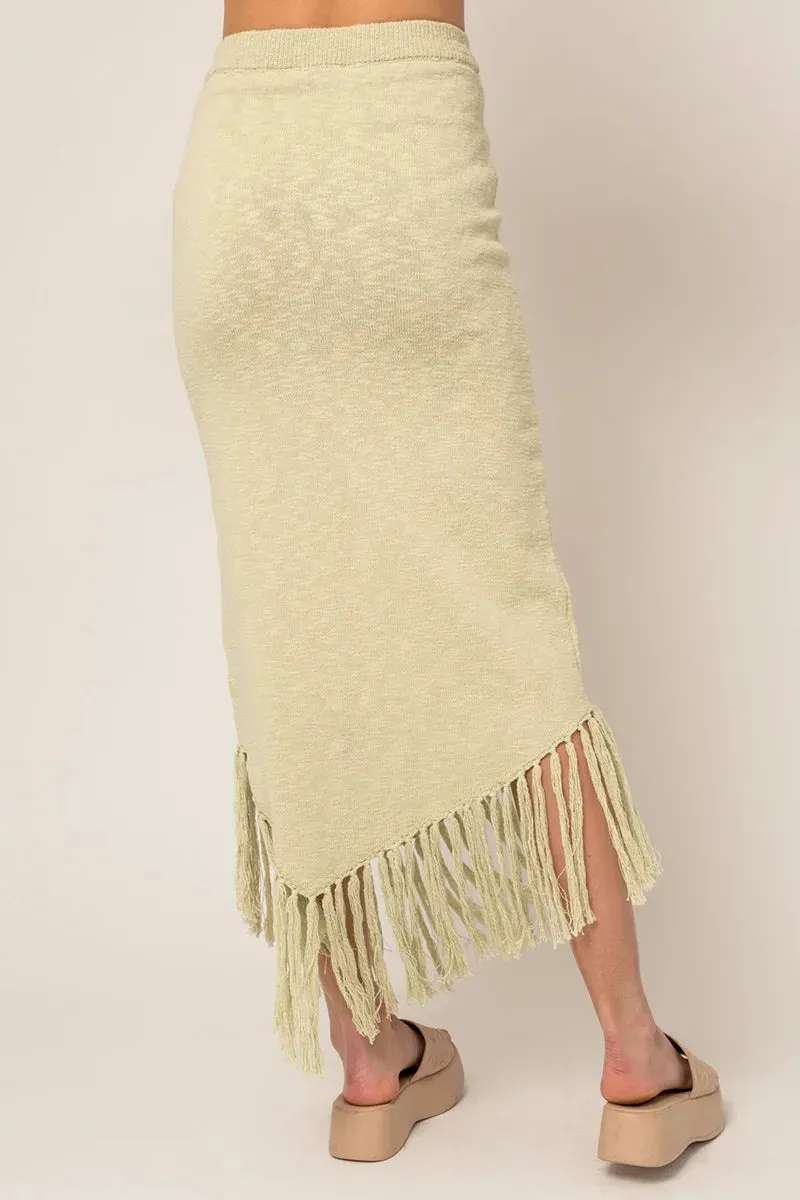 Crop Tank Top & Tassel Knitted Midi Skirt Set