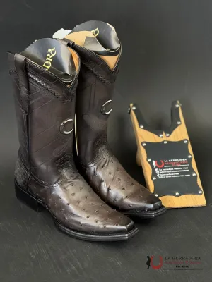 CUADRA BOOTS OSTRICH EVEREST GREY LASER & WOVEN NARROW SQUARE TOE