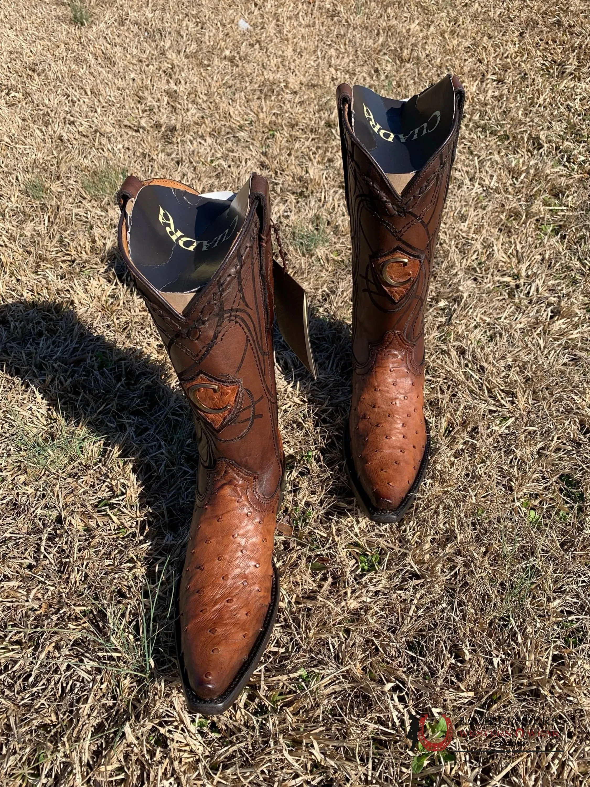 CUADRA BOOTS OSTRICH MORONI CASTAÑO LASER & WOVEN SNIP TOE