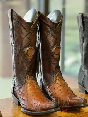 CUADRA BOOTS OSTRICH MORONI CASTAÑO LASER & WOVEN SNIP TOE