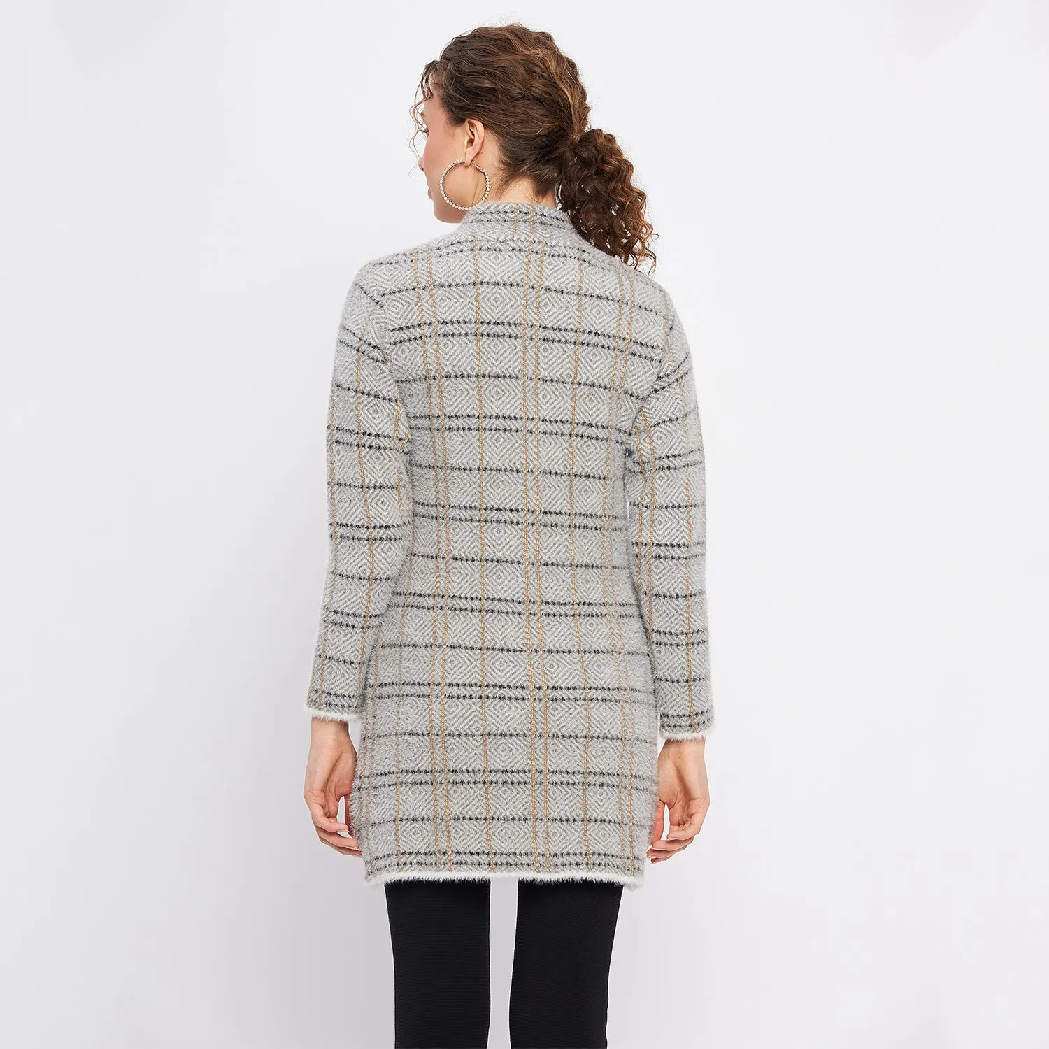 Duke Stardust Women Full Sleeve Checkered Cardigan (LQS9769)