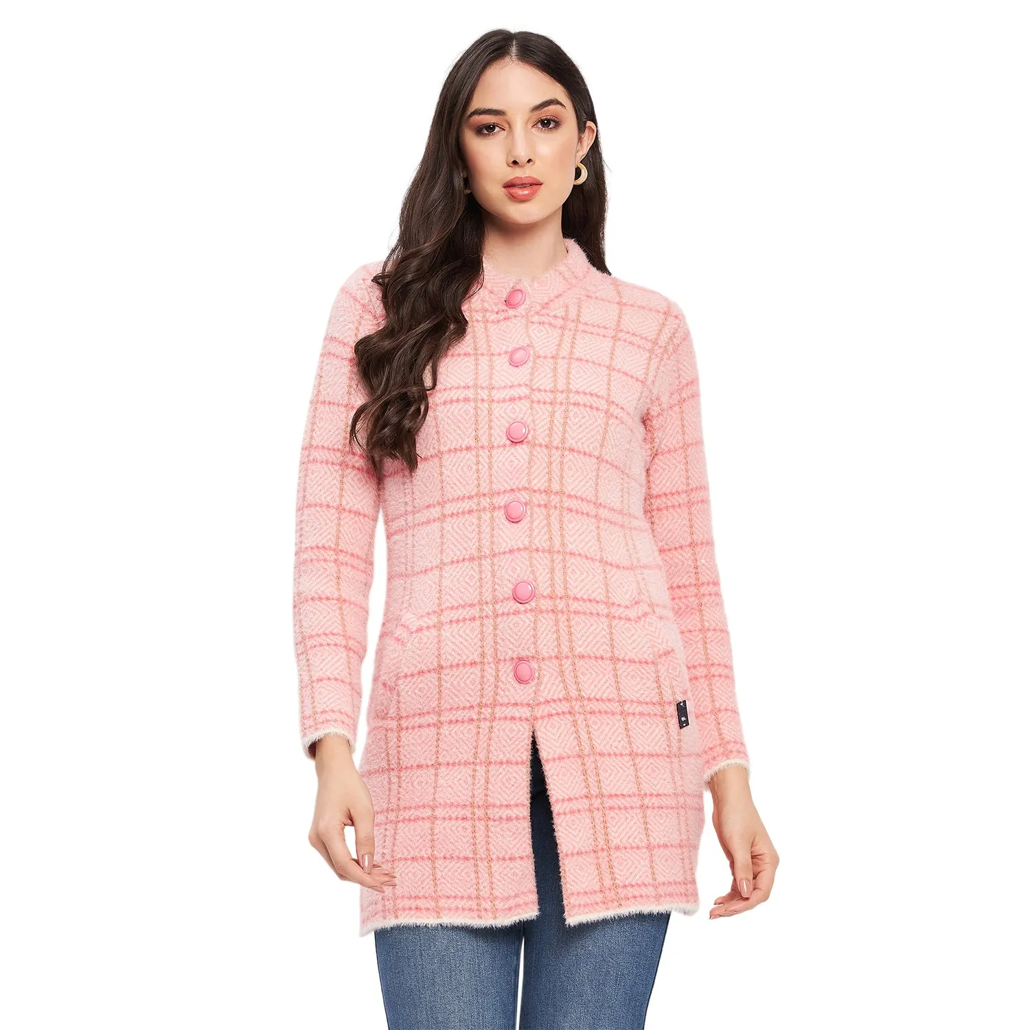 Duke Stardust Women Full Sleeve Checkered Cardigan (LQS9769)