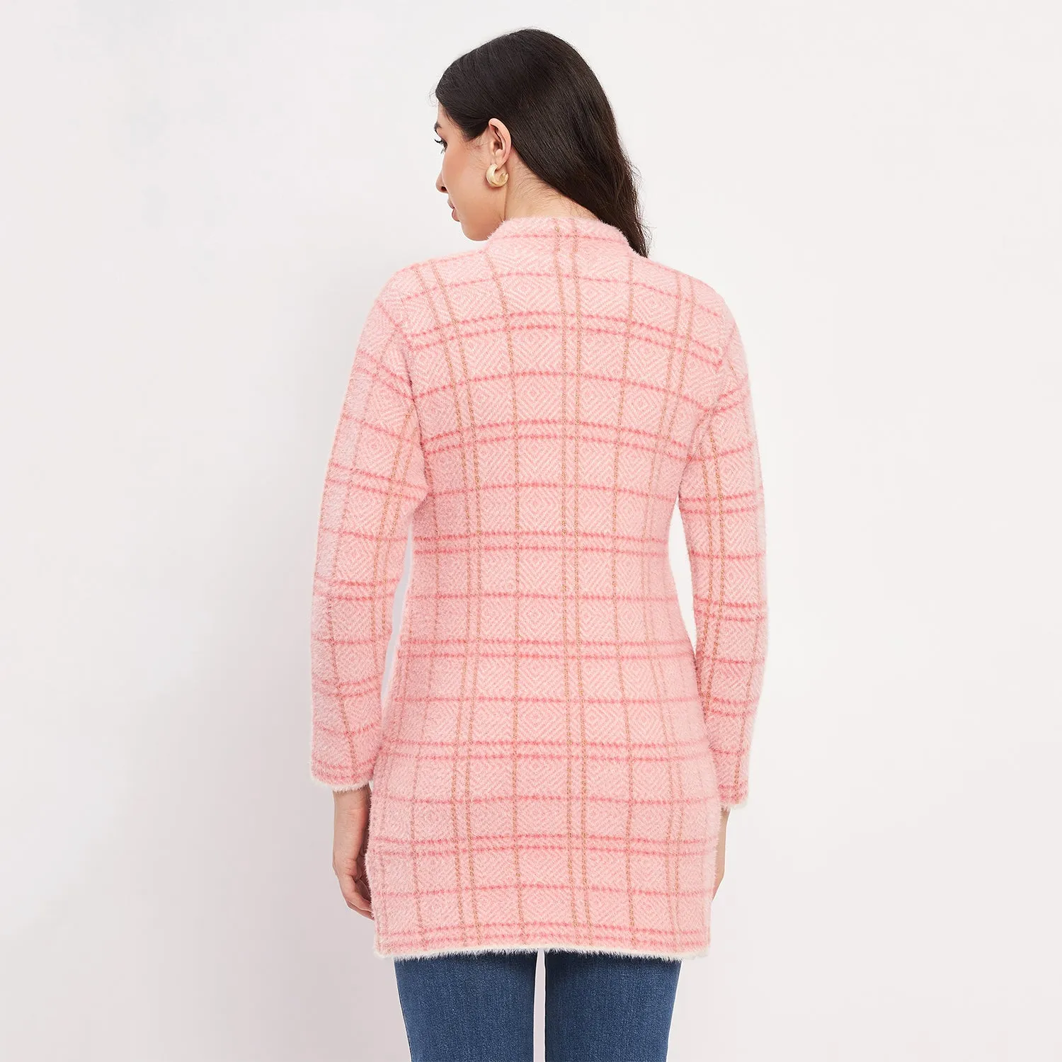 Duke Stardust Women Full Sleeve Checkered Cardigan (LQS9769)