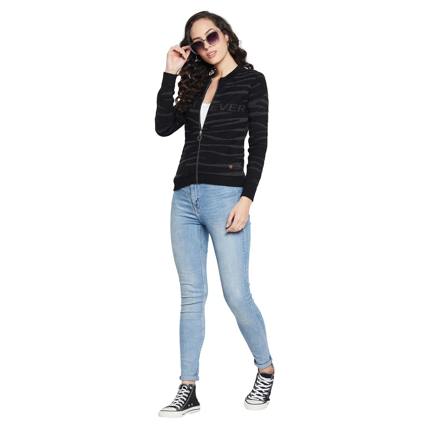 Duke Stardust Women Full sleeve Round Neck Zipper Cardigan (SDS1004)