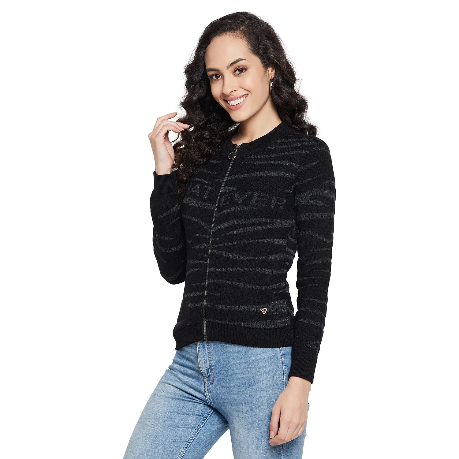 Duke Stardust Women Full sleeve Round Neck Zipper Cardigan (SDS1004)