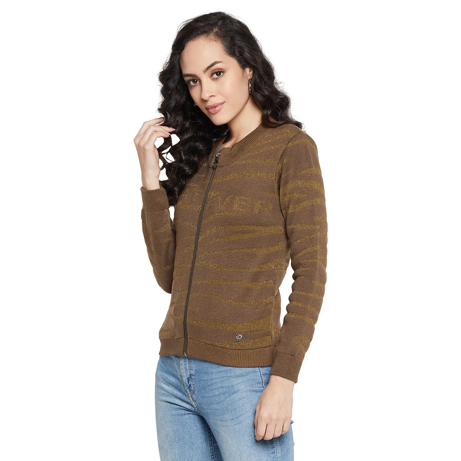 Duke Stardust Women Full sleeve Round Neck Zipper Cardigan (SDS1004)