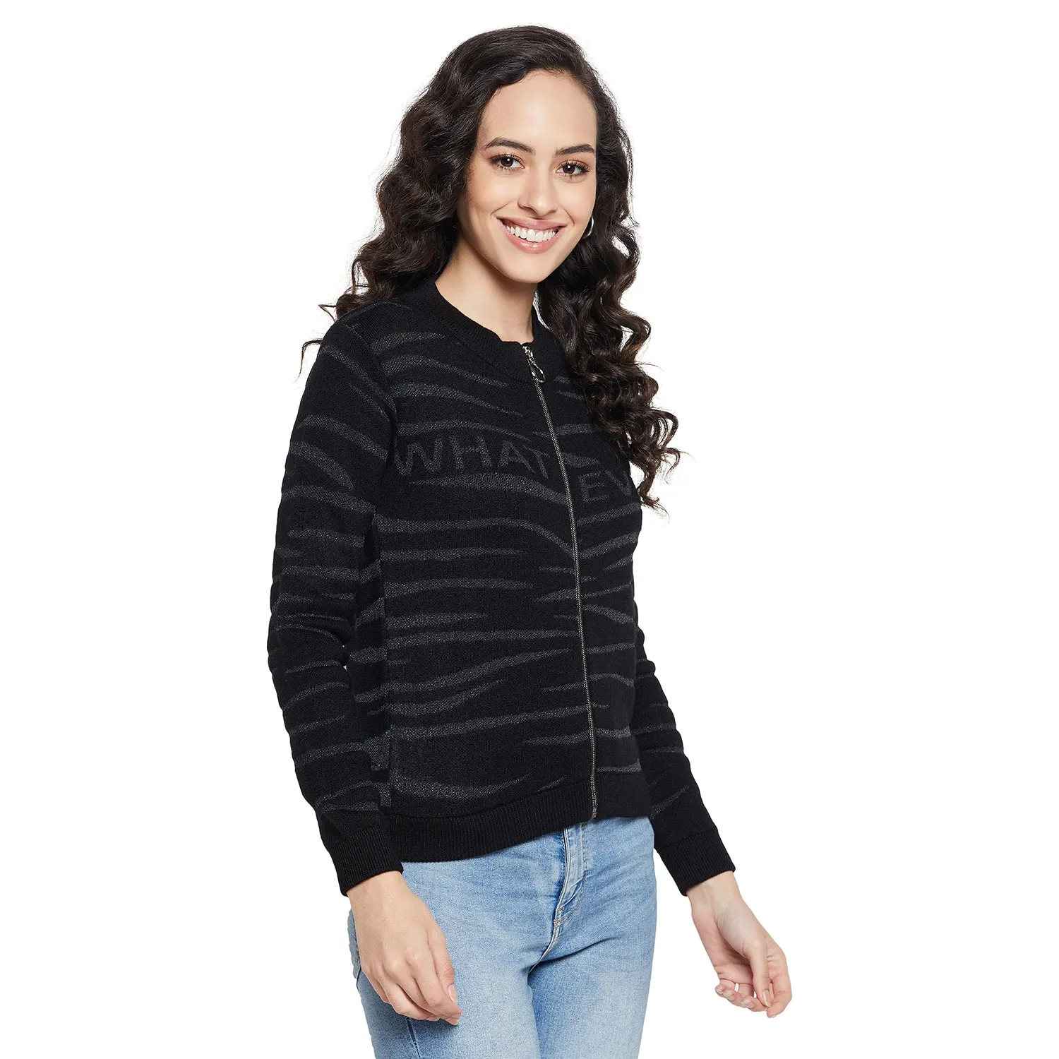 Duke Stardust Women Full sleeve Round Neck Zipper Cardigan (SDS1004)
