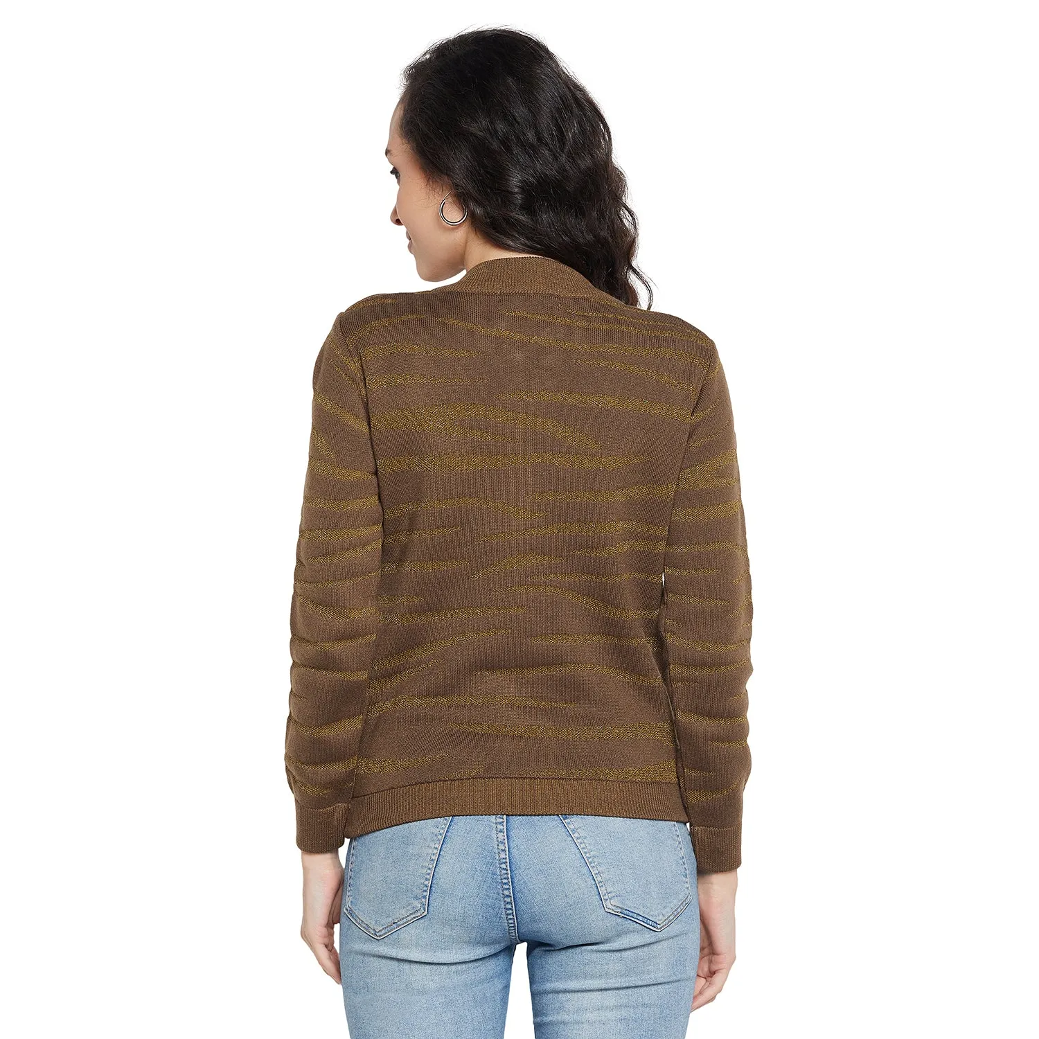 Duke Stardust Women Full sleeve Round Neck Zipper Cardigan (SDS1004)
