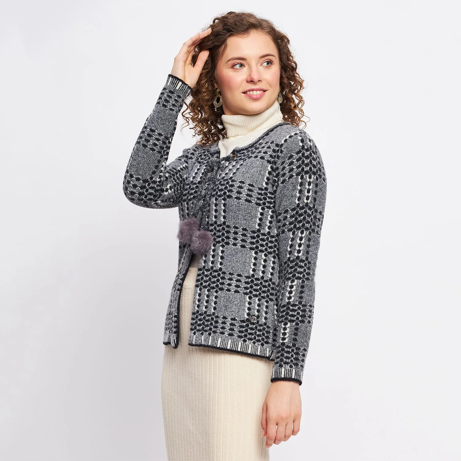 Duke Stardust Women Full Sleeve Self Design Cardigan (SDS1047)