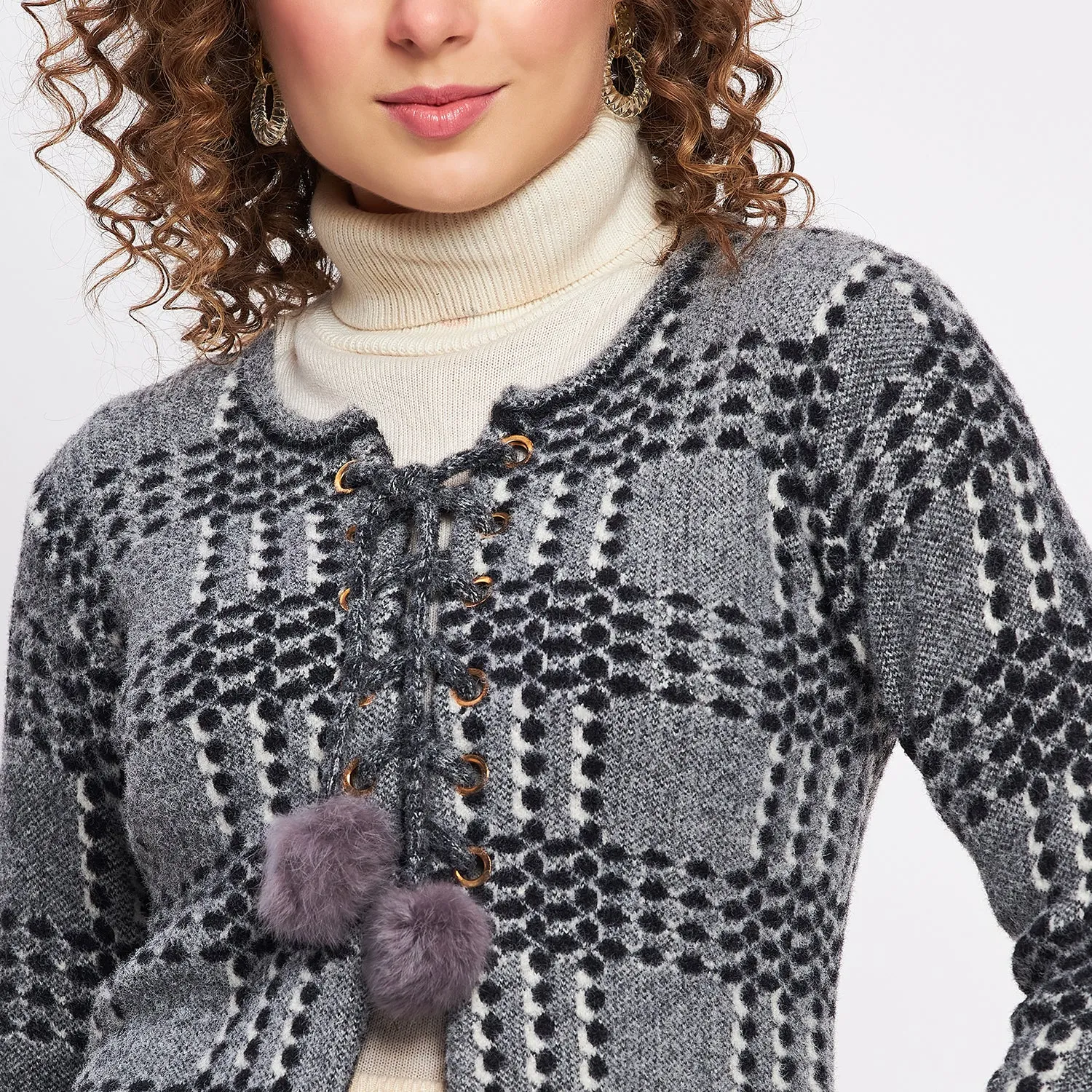 Duke Stardust Women Full Sleeve Self Design Cardigan (SDS1047)
