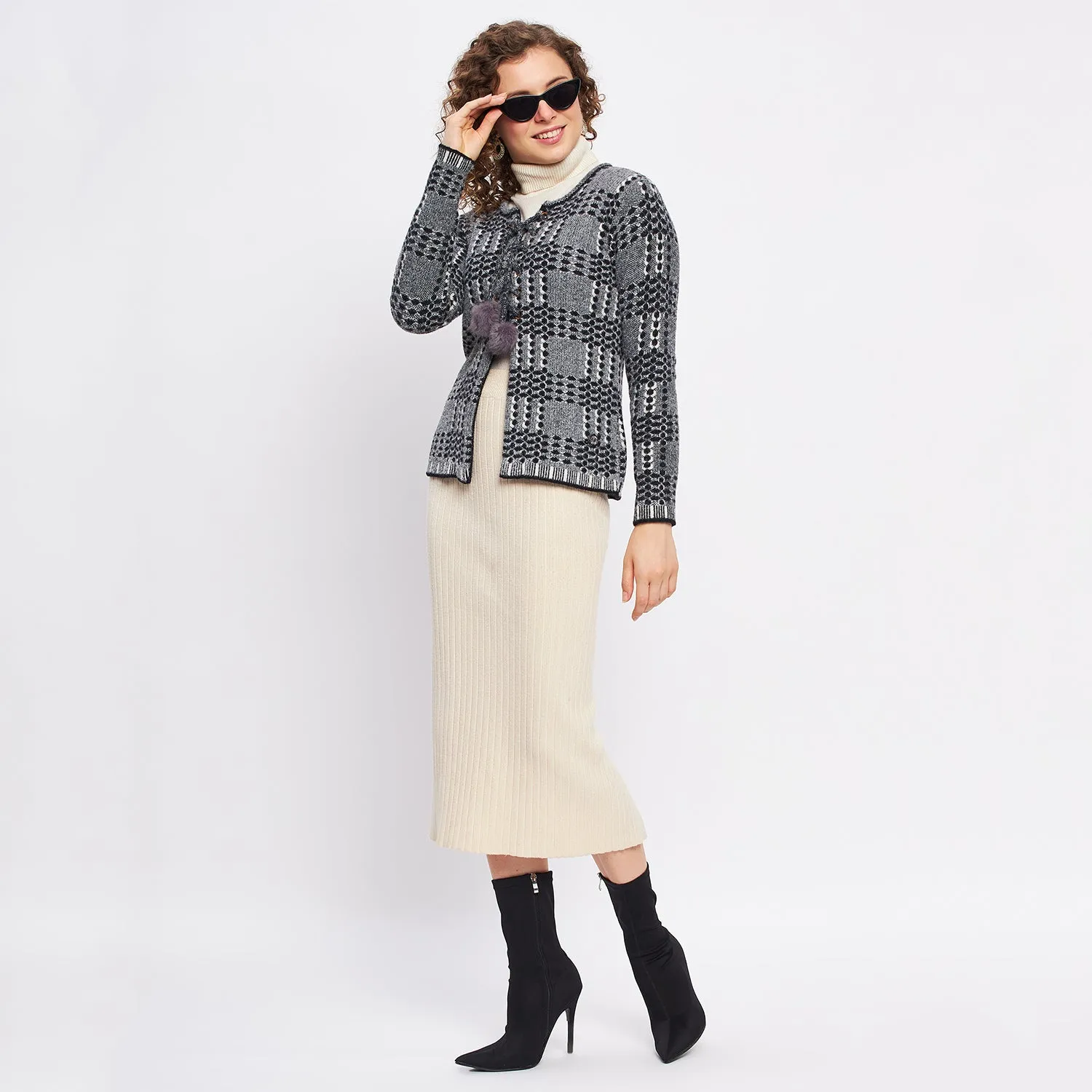 Duke Stardust Women Full Sleeve Self Design Cardigan (SDS1047)