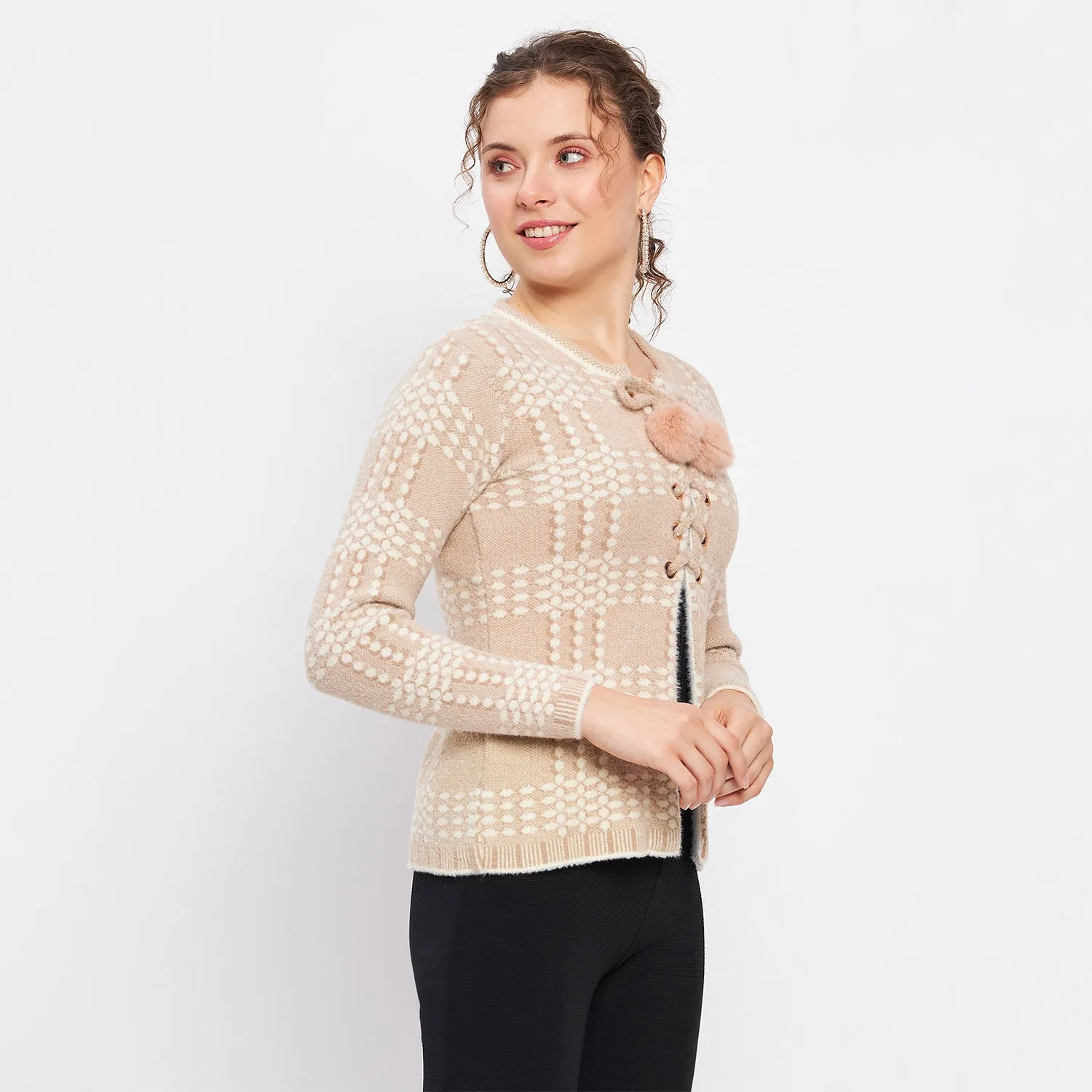 Duke Stardust Women Full Sleeve Self Design Cardigan (SDS1047)