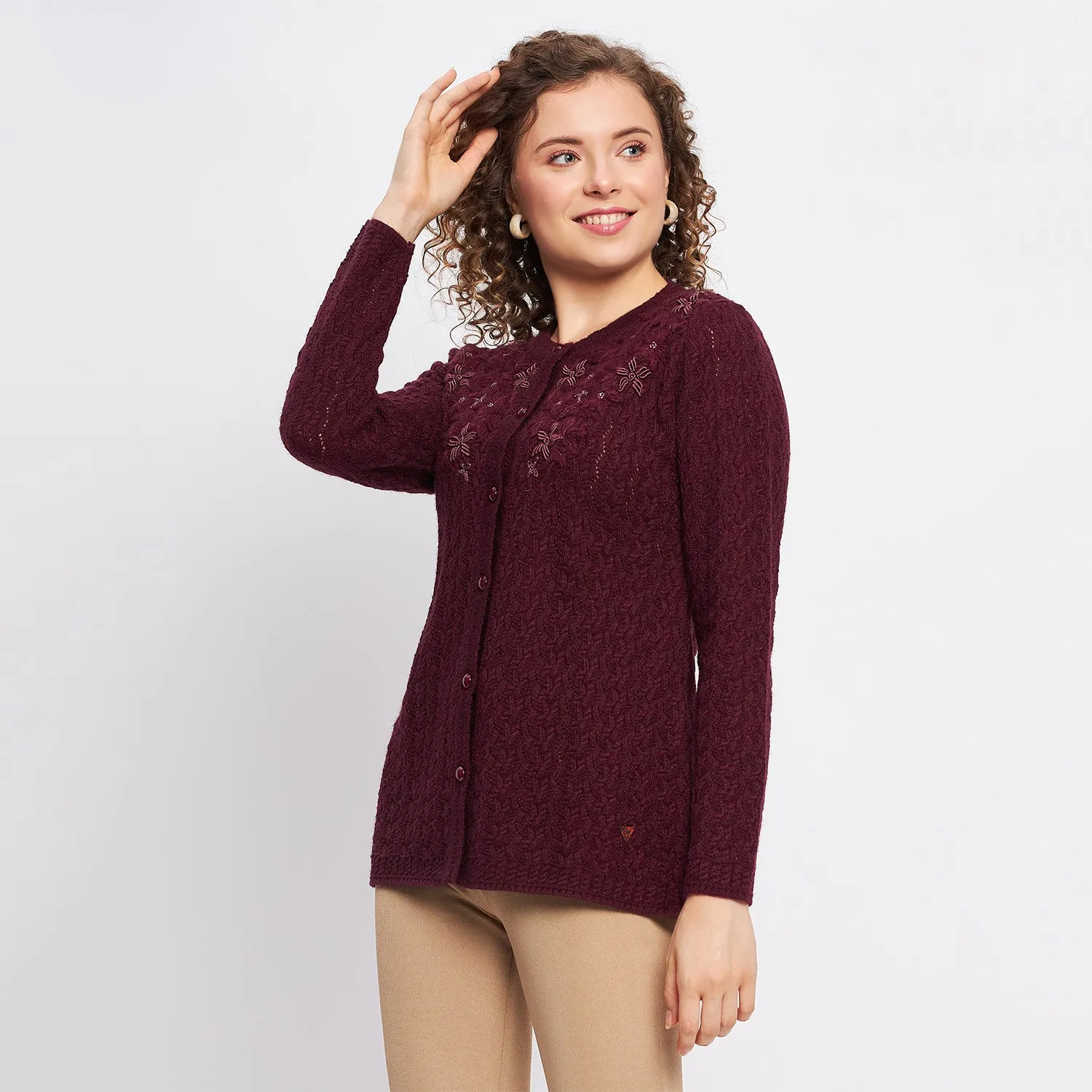 Duke Stardust Women Full Sleeve Self Design Cardigan (SDS9728)