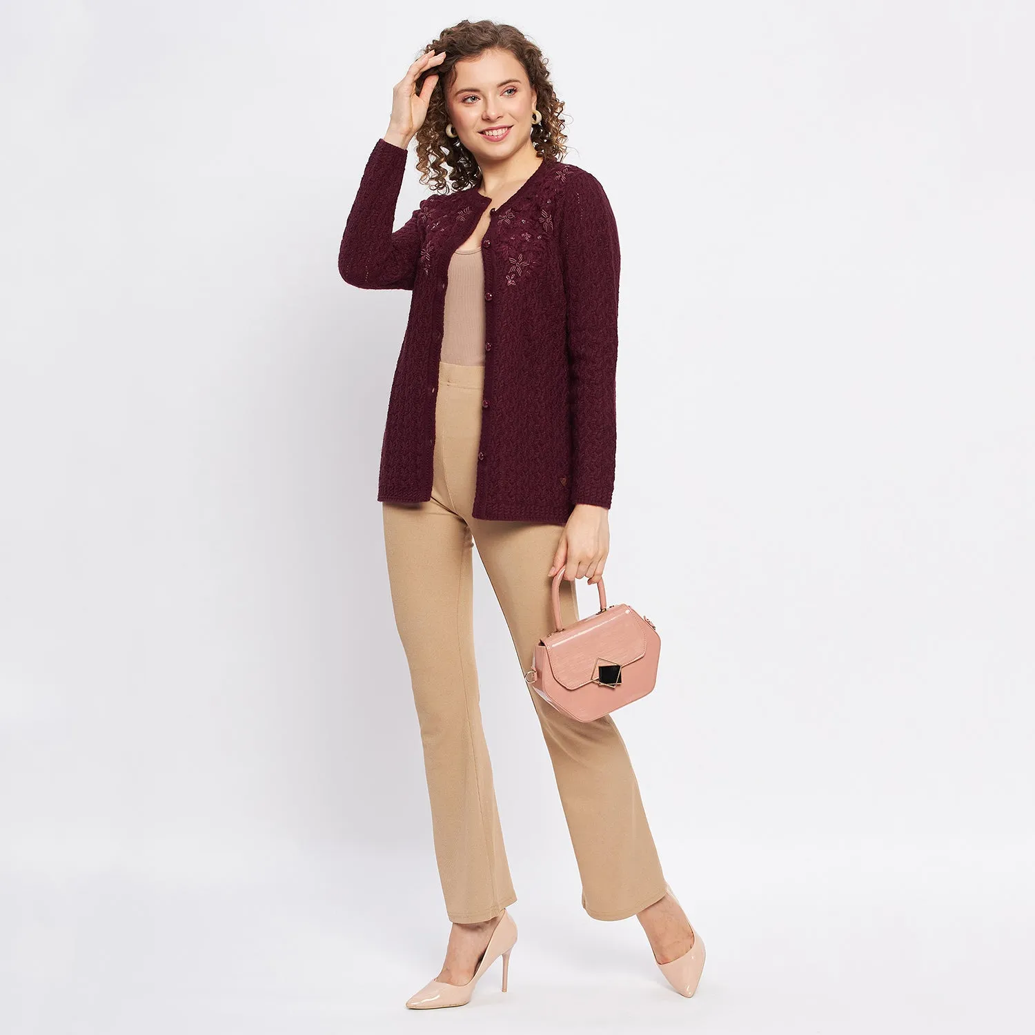 Duke Stardust Women Full Sleeve Self Design Cardigan (SDS9728)