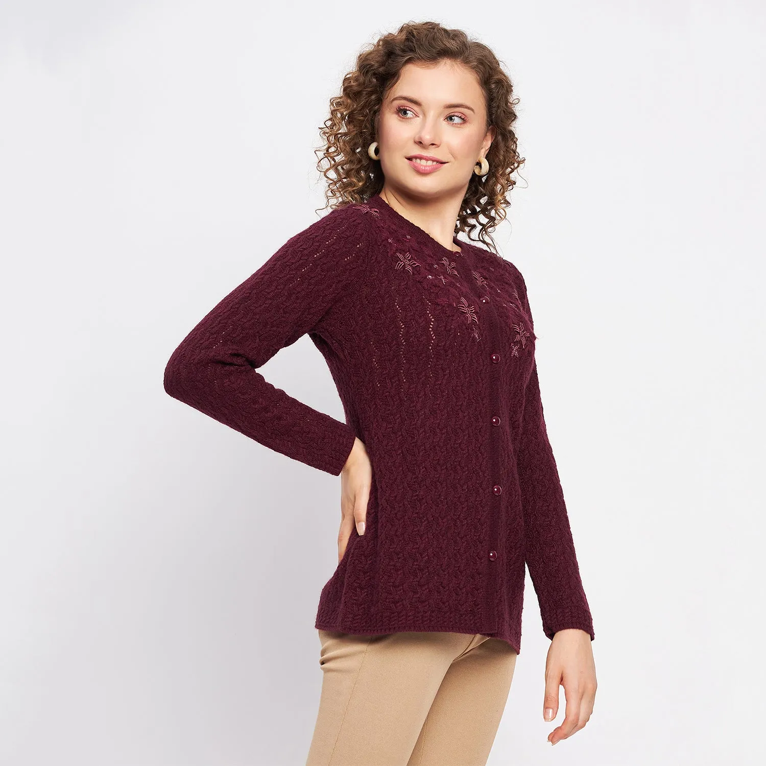 Duke Stardust Women Full Sleeve Self Design Cardigan (SDS9728)