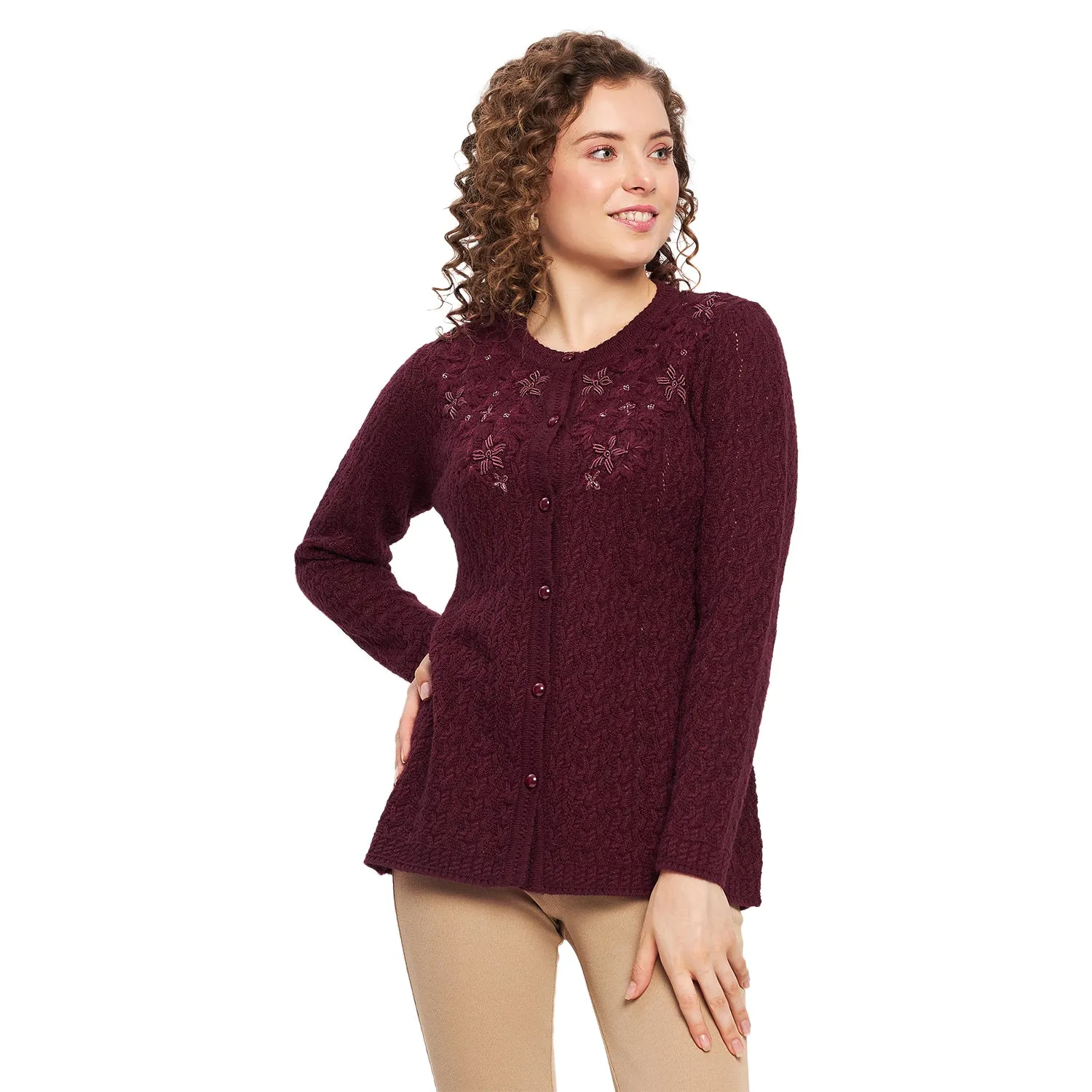Duke Stardust Women Full Sleeve Self Design Cardigan (SDS9728)