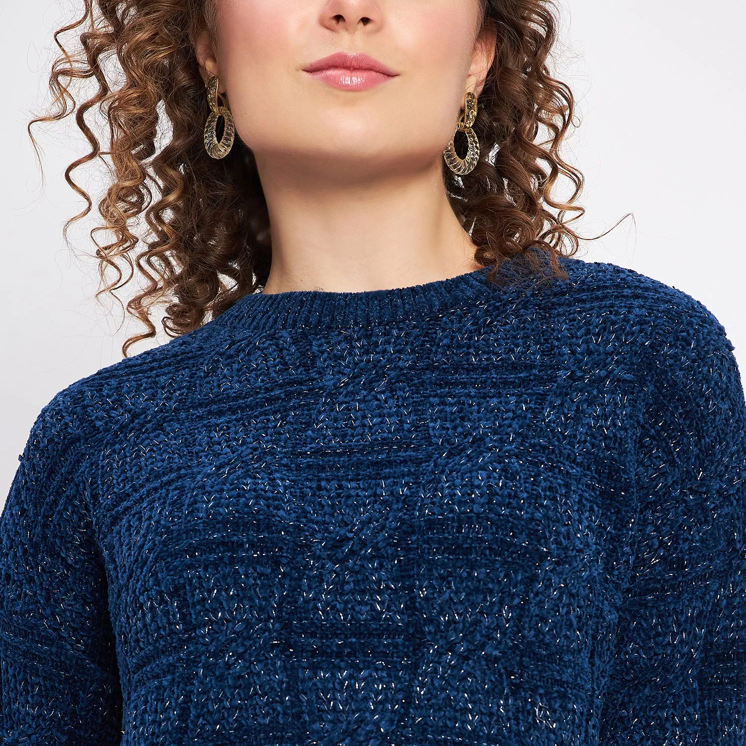 Duke Stardust Women Full Sleeve Self Design Crop Pullover (SDS1013)