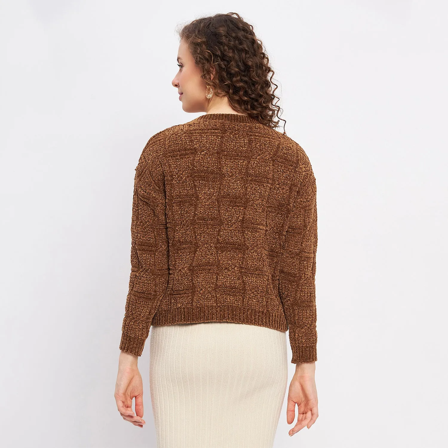 Duke Stardust Women Full Sleeve Self Design Crop Pullover (SDS1013)