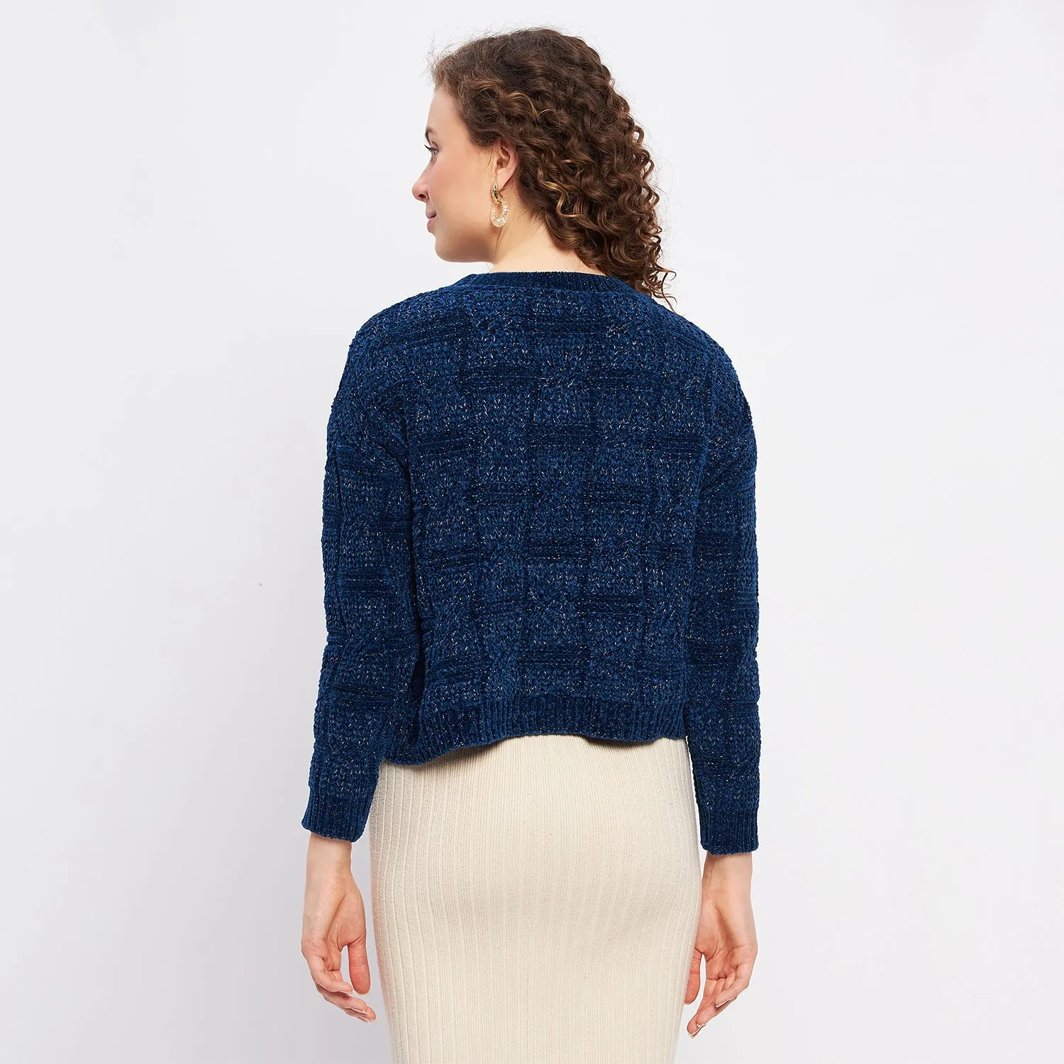Duke Stardust Women Full Sleeve Self Design Crop Pullover (SDS1013)