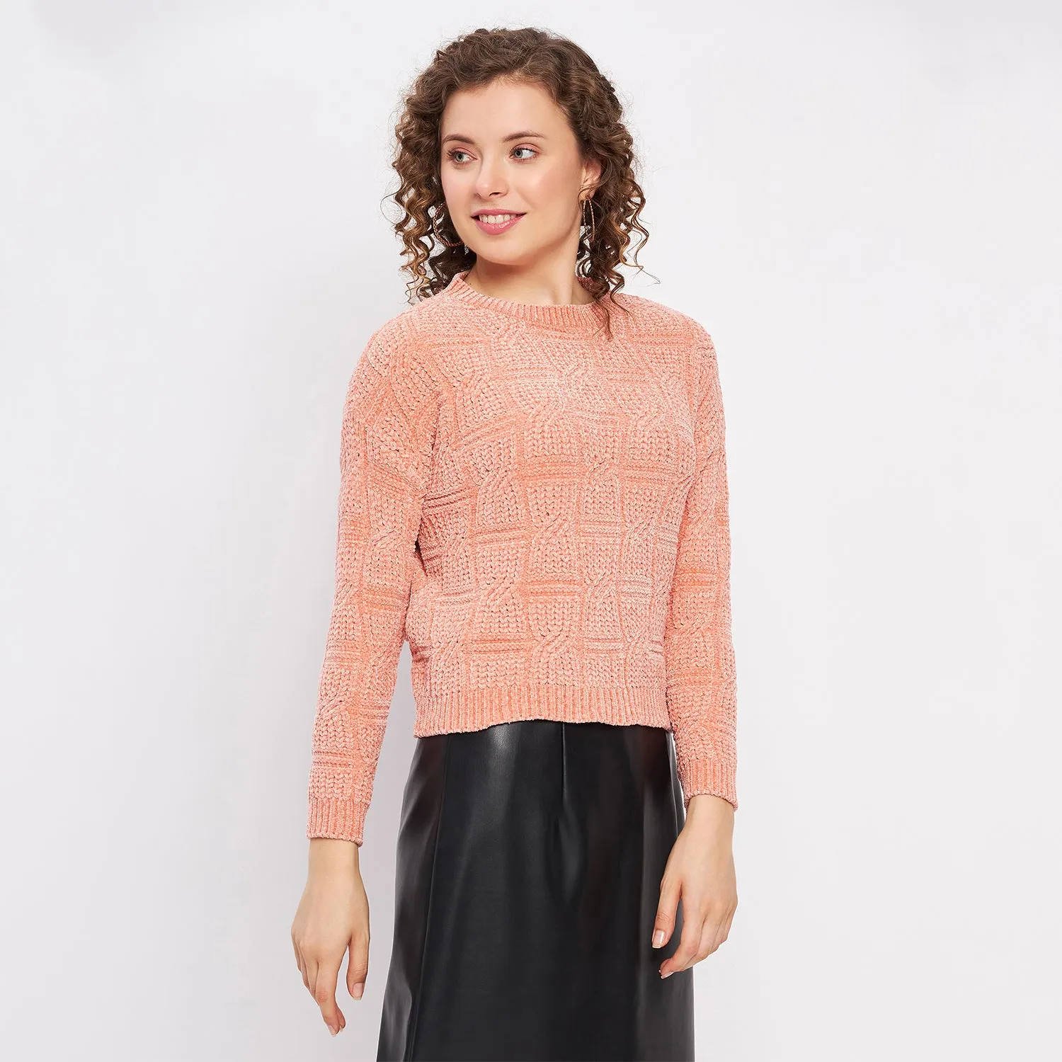 Duke Stardust Women Full Sleeve Self Design Crop Pullover (SDS1013)