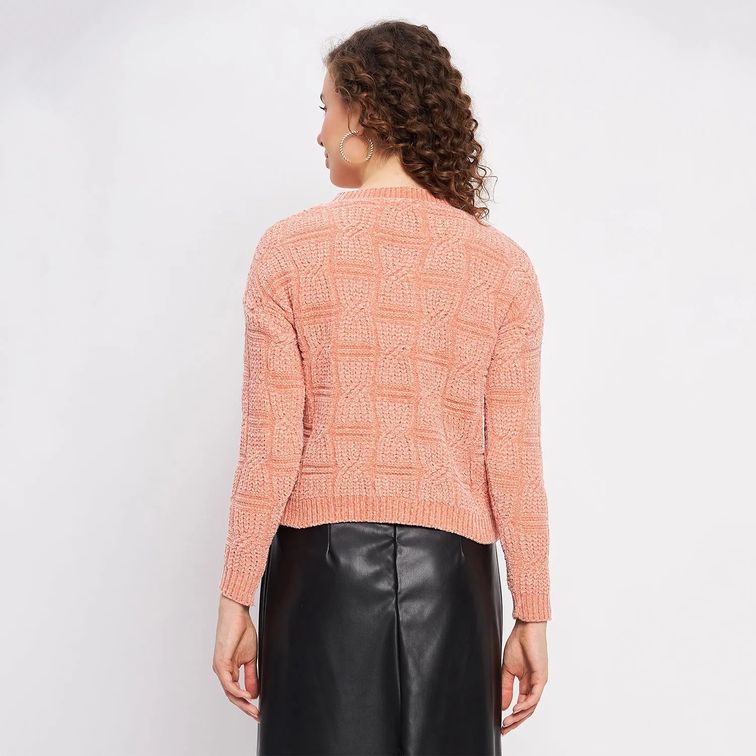 Duke Stardust Women Full Sleeve Self Design Crop Pullover (SDS1013)