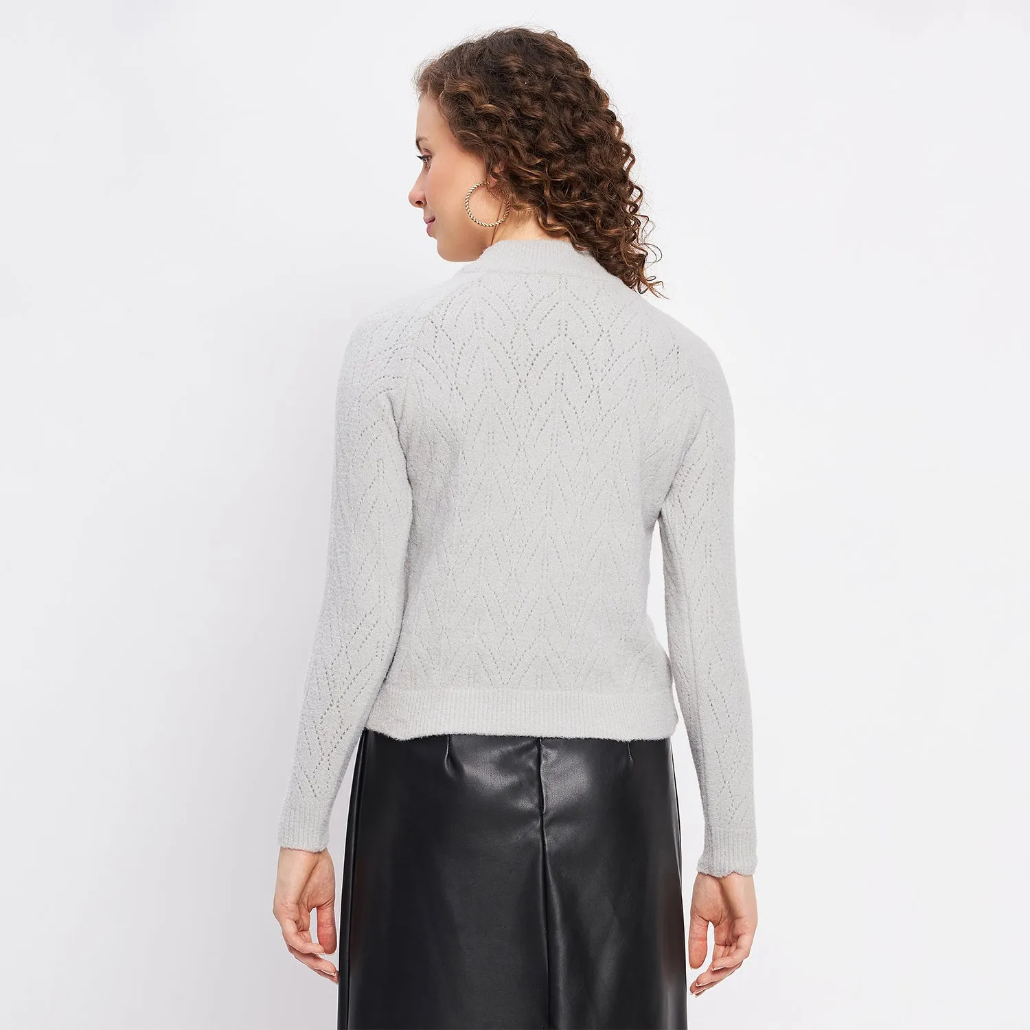 Duke Stardust Women Full Sleeve Self Design Crop Pullover (SDS1014)