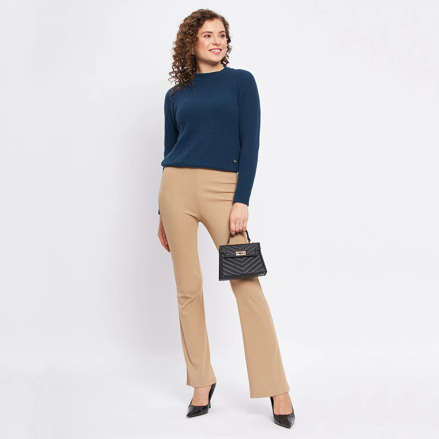 Duke Stardust Women Full Sleeve Self Design Crop Pullover (SDS1014)