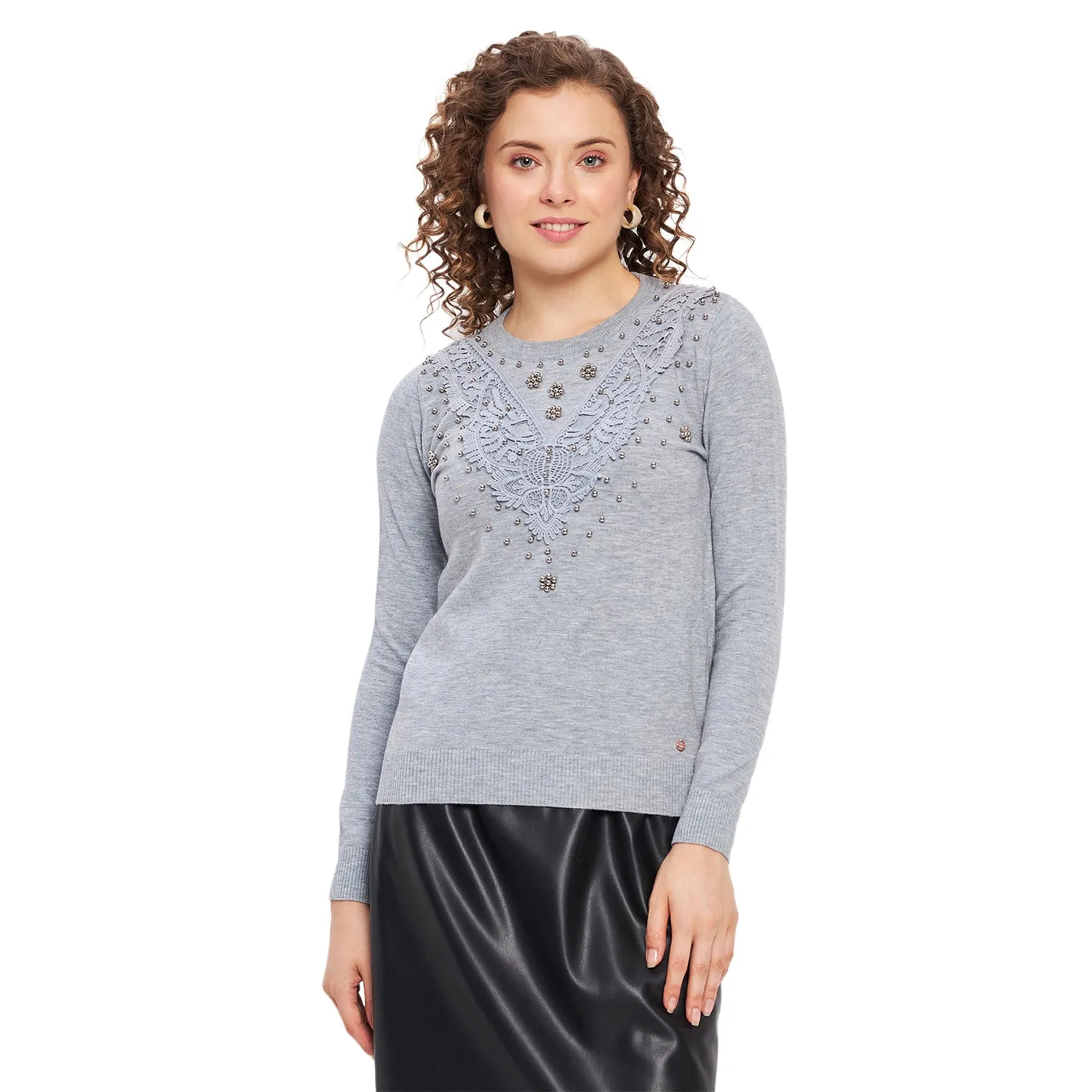 Duke Stardust Women Full Sleeve Self Design Pullover (SDS882)