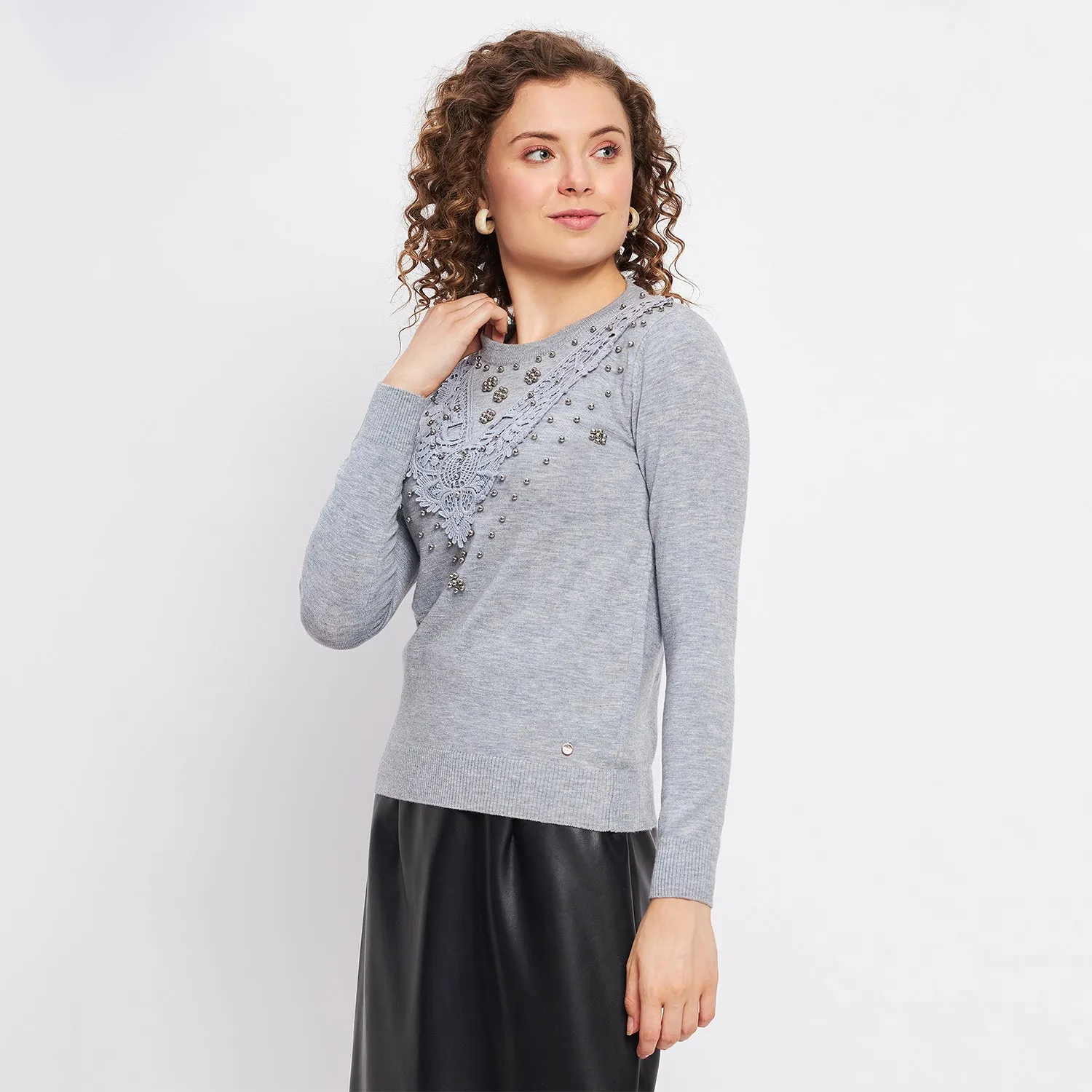 Duke Stardust Women Full Sleeve Self Design Pullover (SDS882)