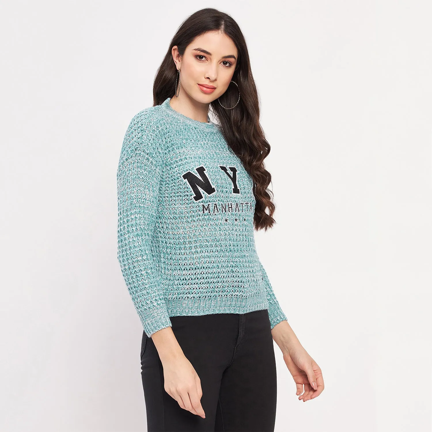 Duke Stardust Women Full Sleeve Self Design Sweater (SDS1001)