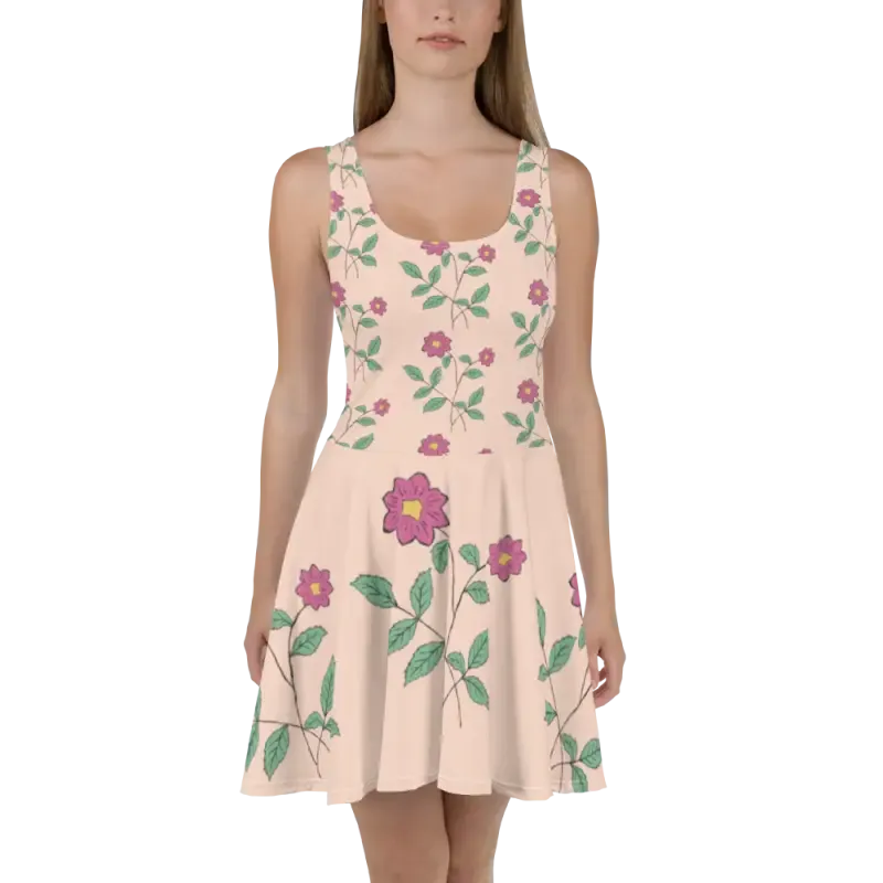 Flare it Up with Pink Floral Skater Dress