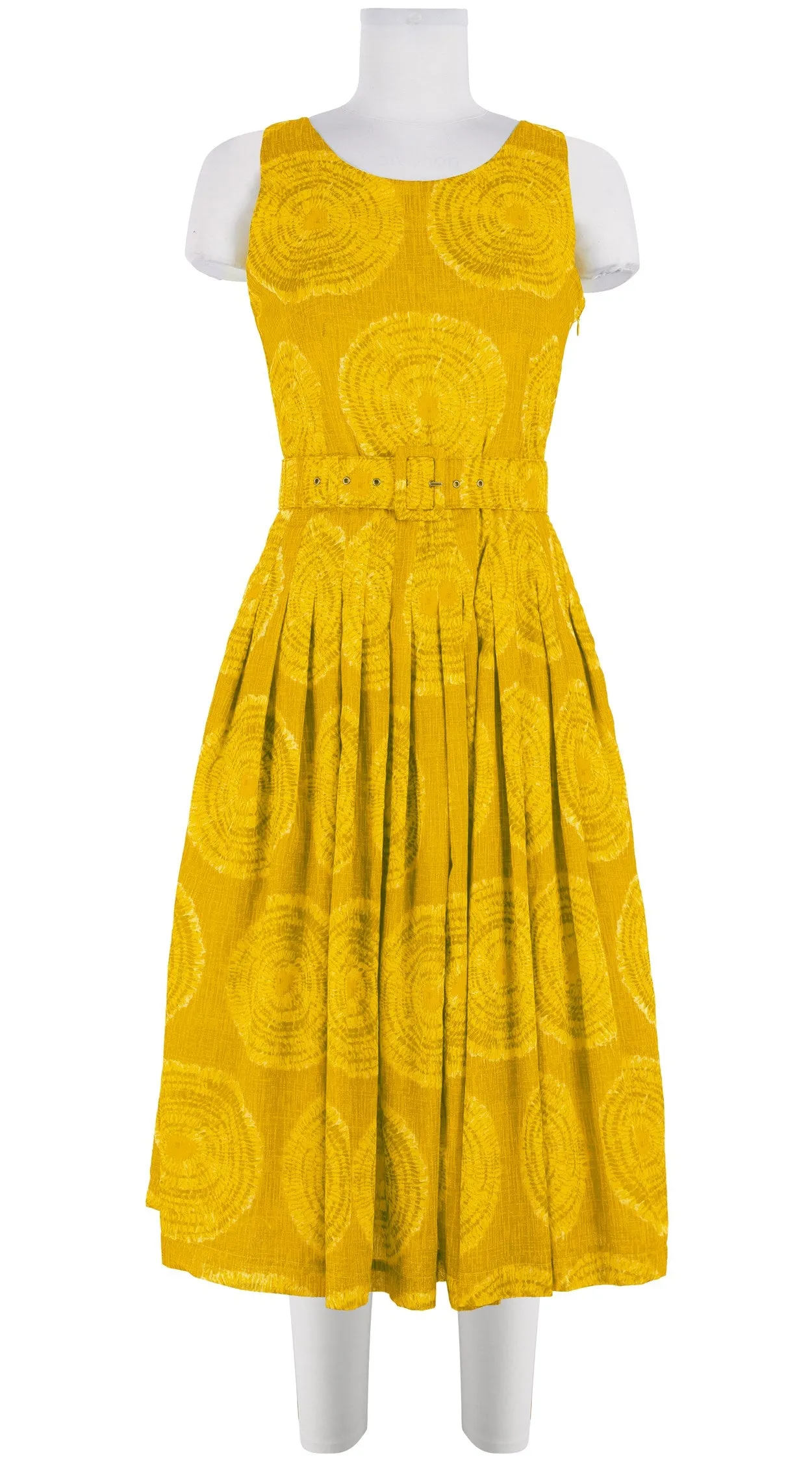 Florance Dress Crew Neck Cut in Sleeve Long  3 Length Cotton Musola (Shibori Seagrass)