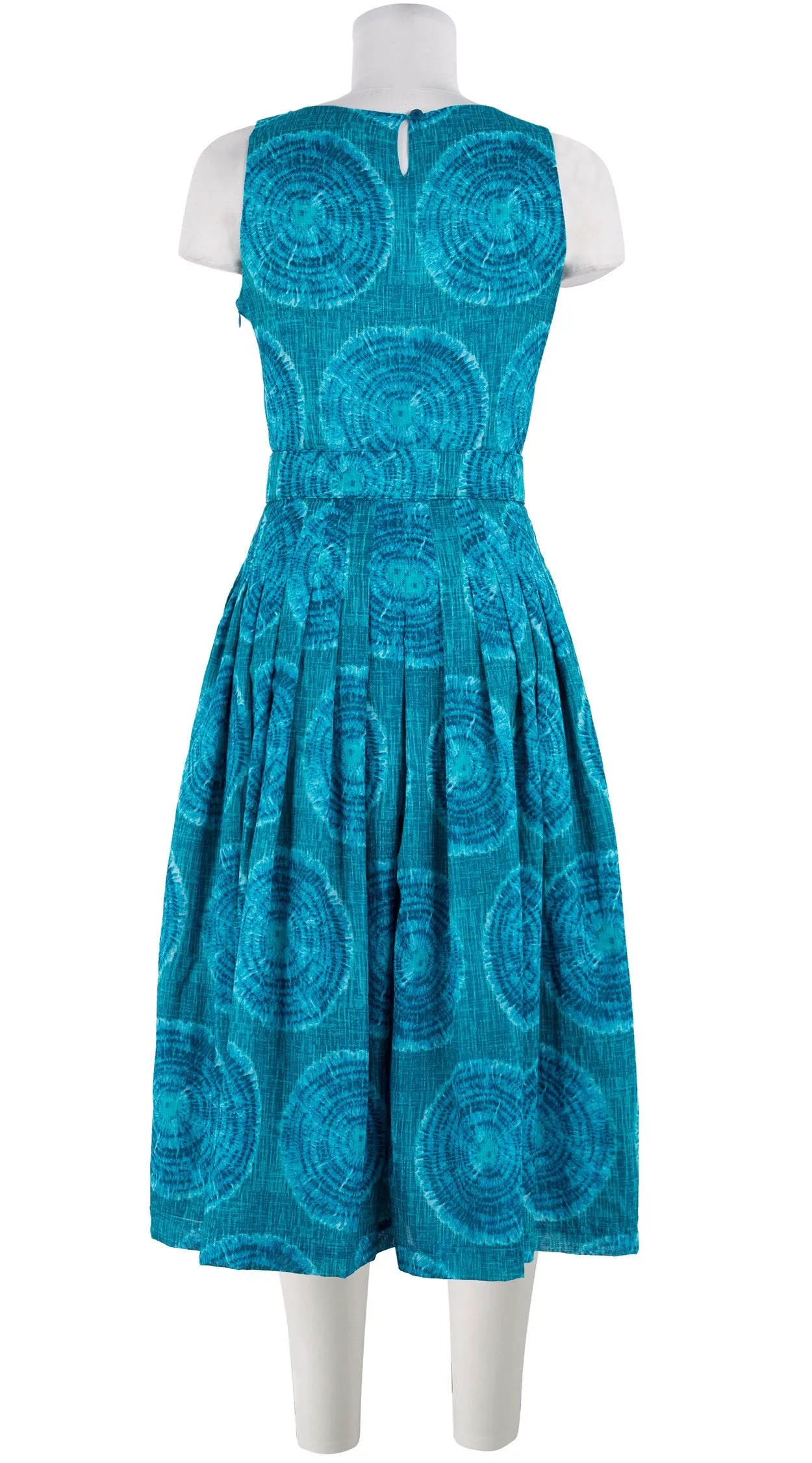 Florance Dress Crew Neck Cut in Sleeve Long  3 Length Cotton Musola (Shibori Seagrass)