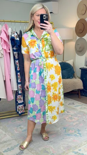 Flower Child Mix Print Shirt Dress