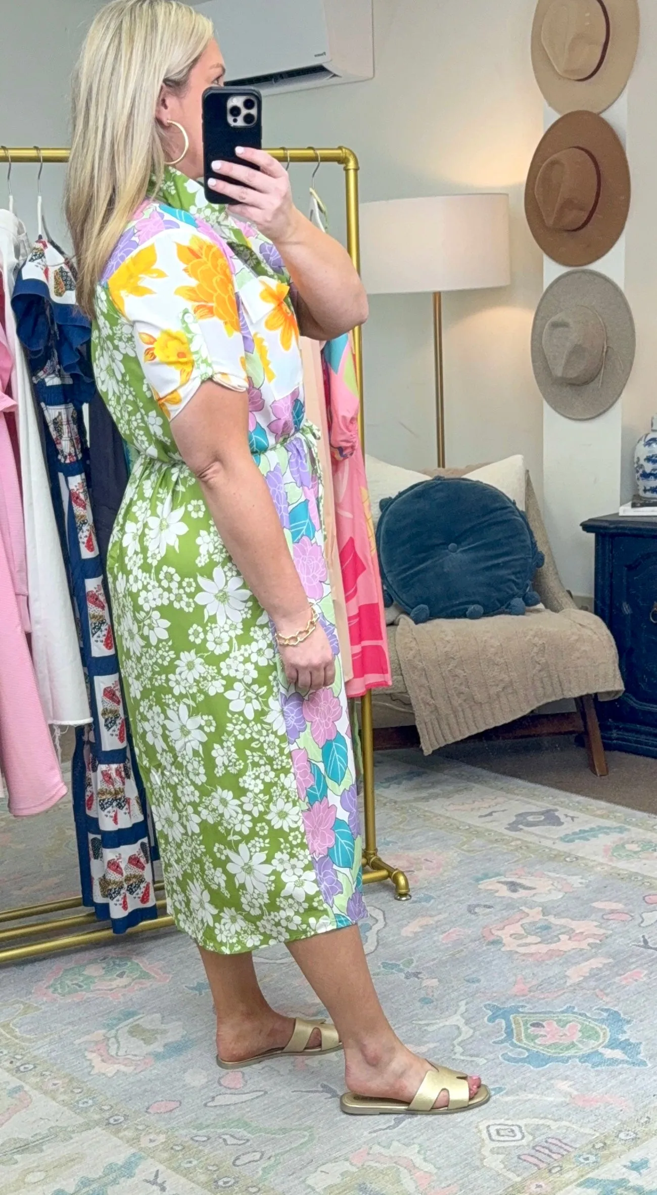 Flower Child Mix Print Shirt Dress