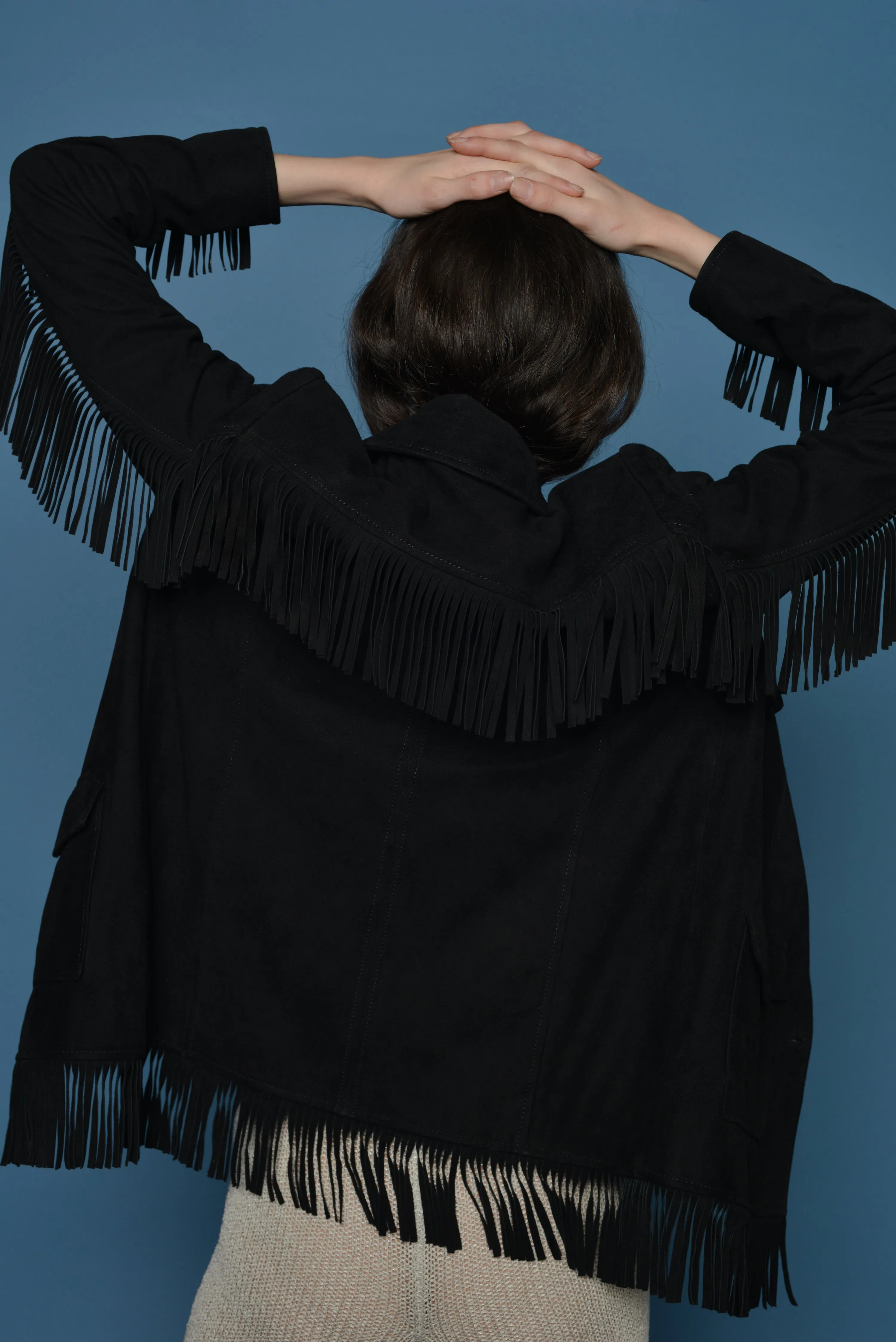 Fringe Suede Jacket Black