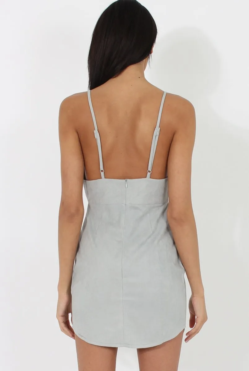 Grey V Plunge Bodycon Mini Dress - Gwen