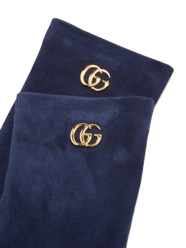 Gucci GG Suede and Leather Gloves in Viola