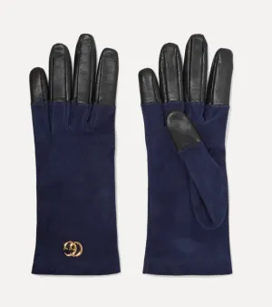 Gucci GG Suede and Leather Gloves in Viola