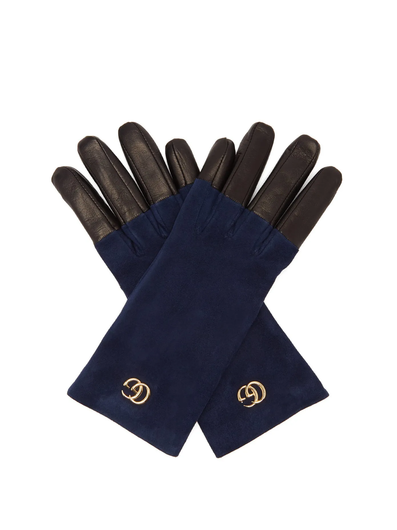 Gucci GG Suede and Leather Gloves in Viola