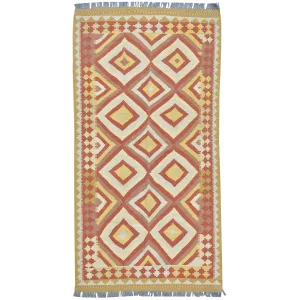 Hand-Woven Afghan Tribal Momana Kilim Handmade Wool Rug (Size 3.4 X 6.10) Brral-5169