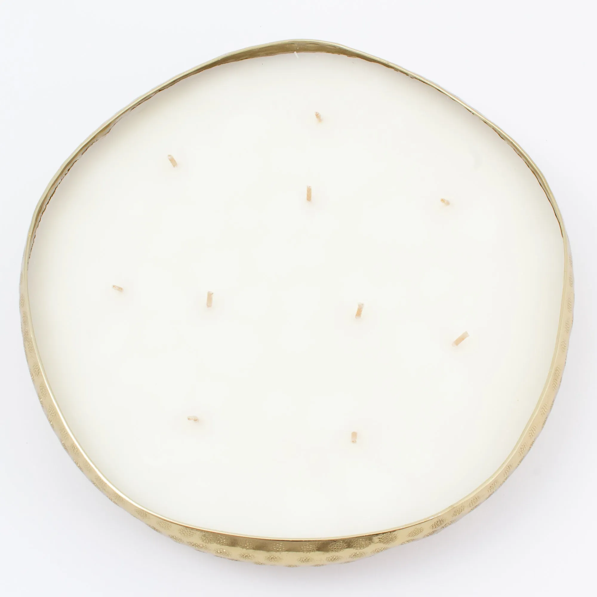 Handmade French White Suede Candle in Hammered Brass Bowl | Three Sizes