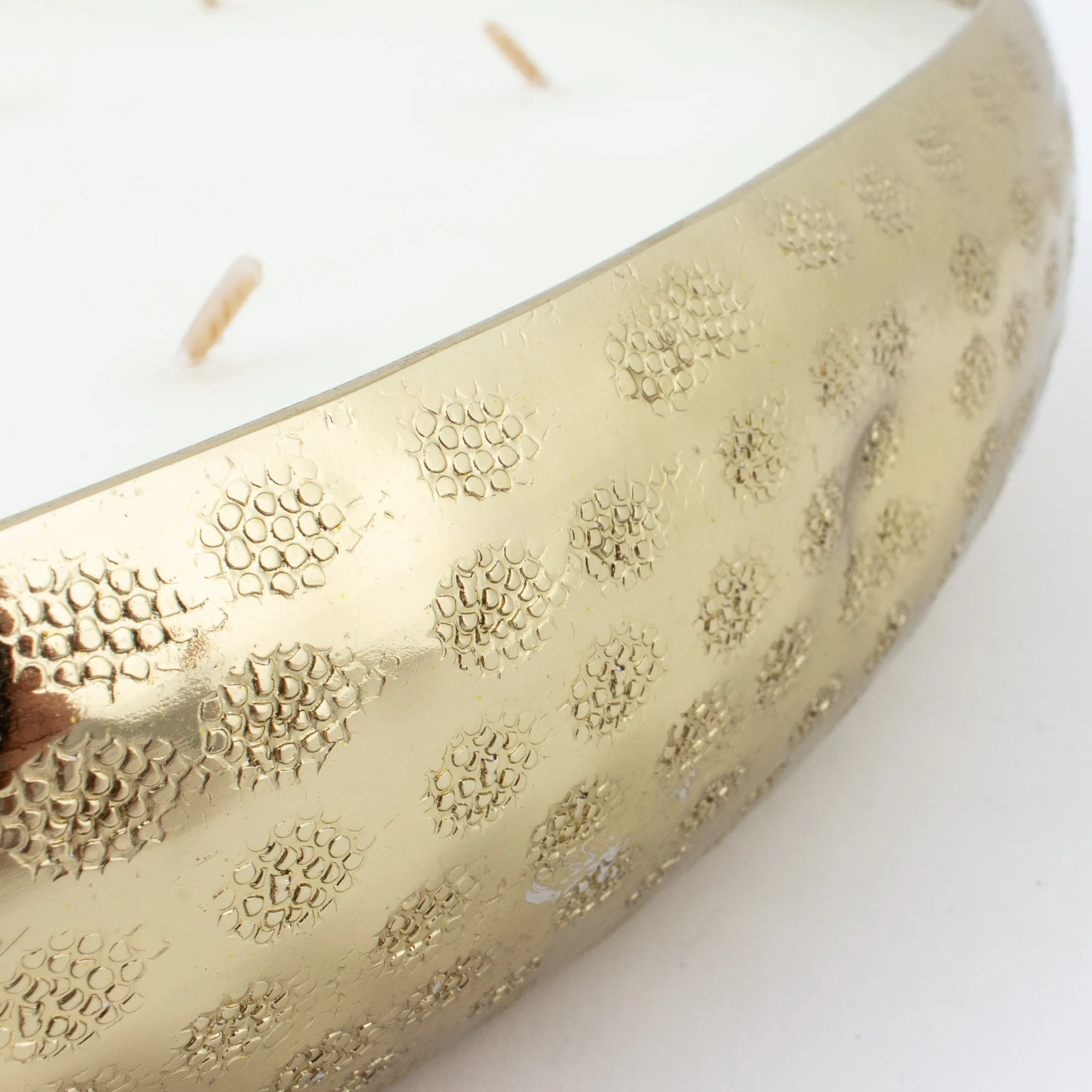 Handmade French White Suede Candle in Hammered Brass Bowl | Three Sizes