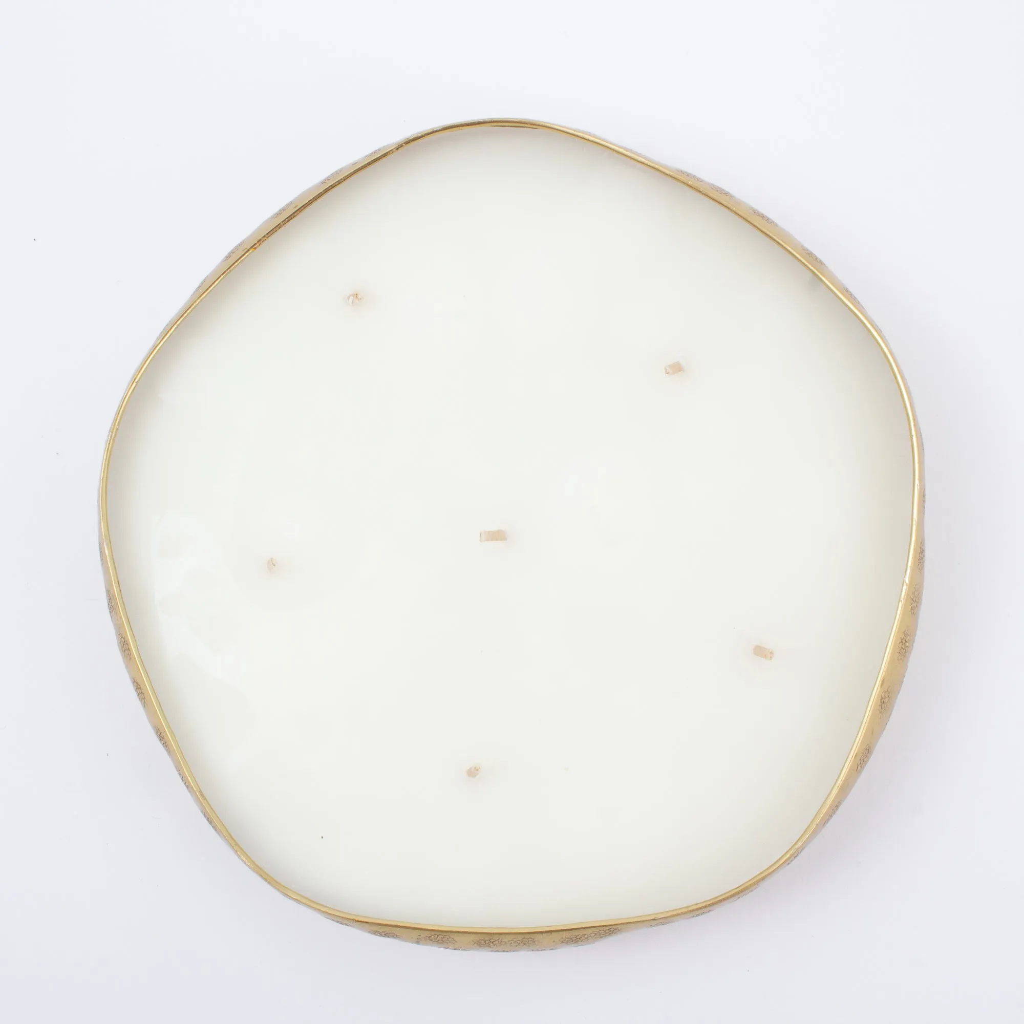 Handmade French White Suede Candle in Hammered Brass Bowl | Three Sizes