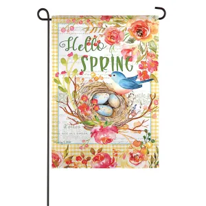 Hello Spring Bluebird Garden Suede Flag,14s9445